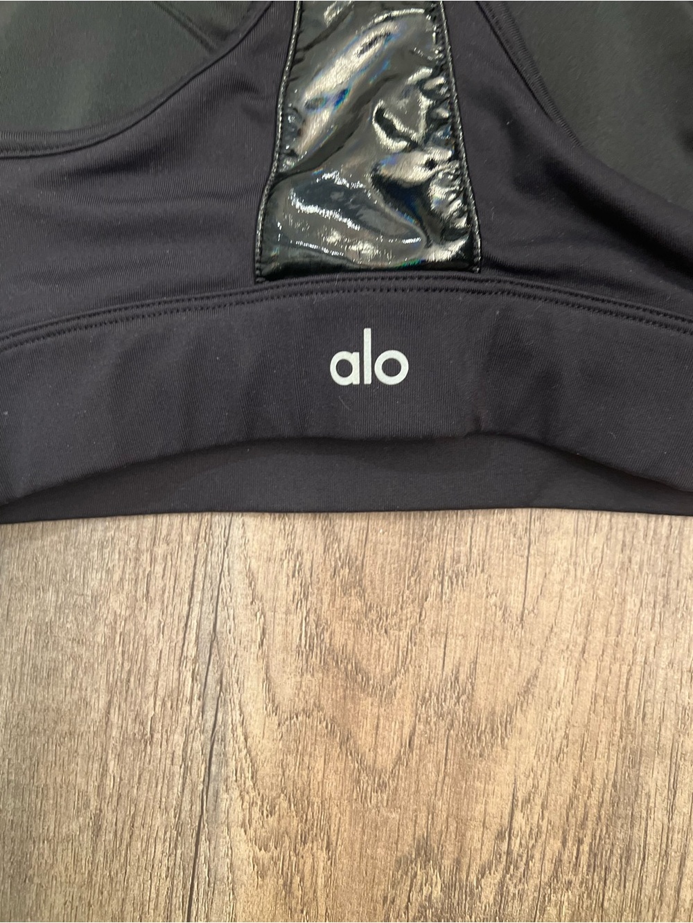 Alo Yoga Super Shine Flash Bra XS Black Iridescent Racerback Sports Bra - Picture 4 of 4